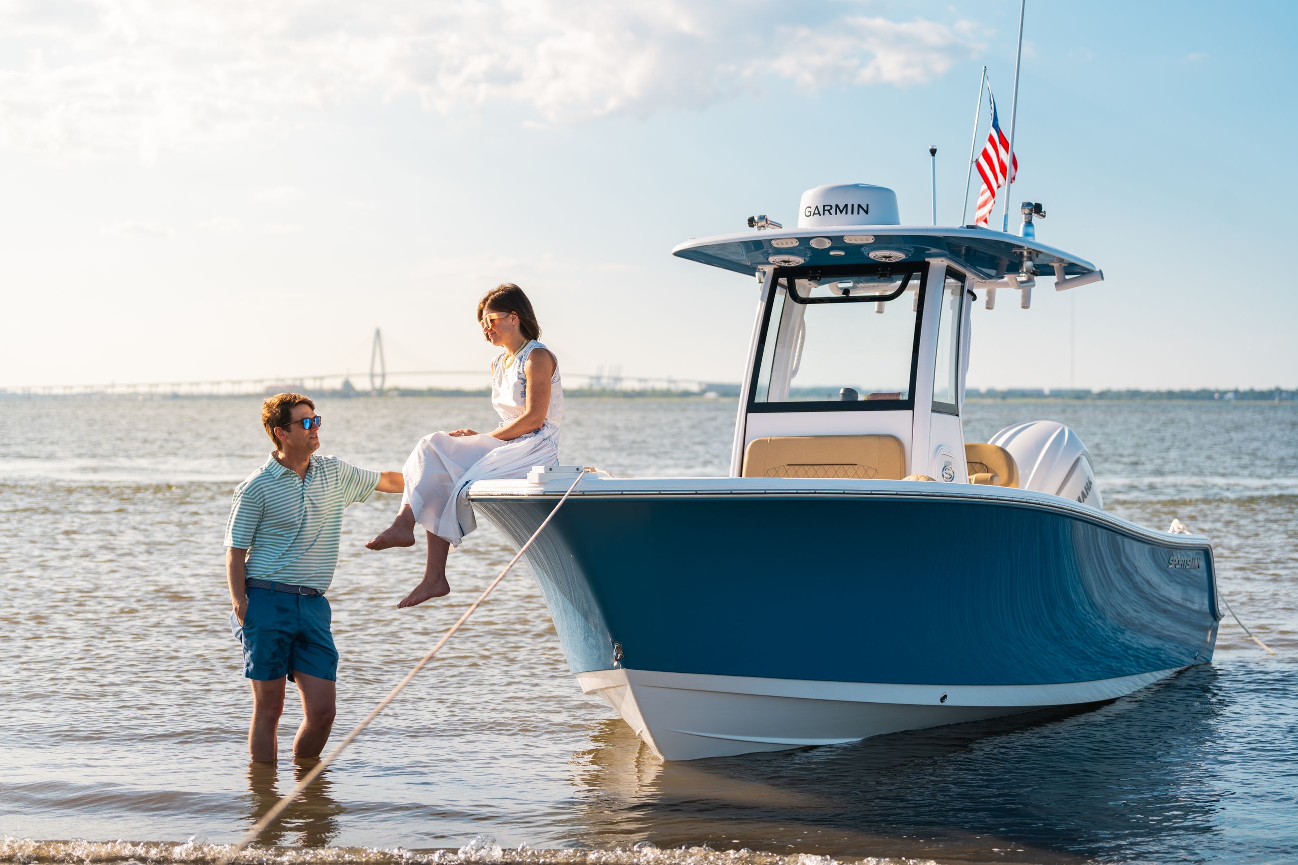 Image of a Sportsman Boat on the water.