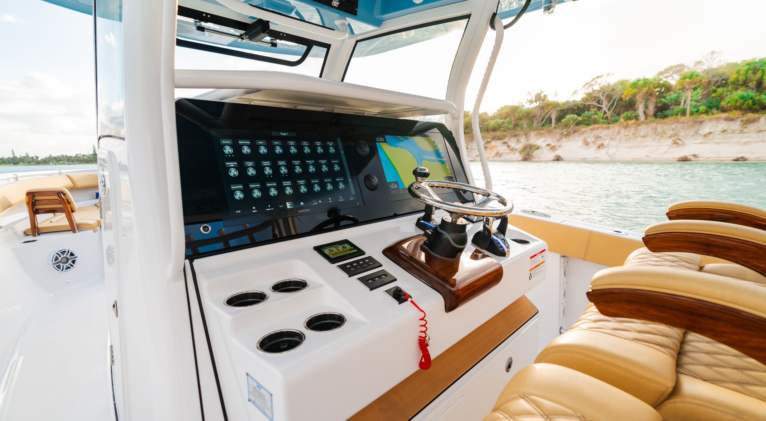 Shows electronics on a boat