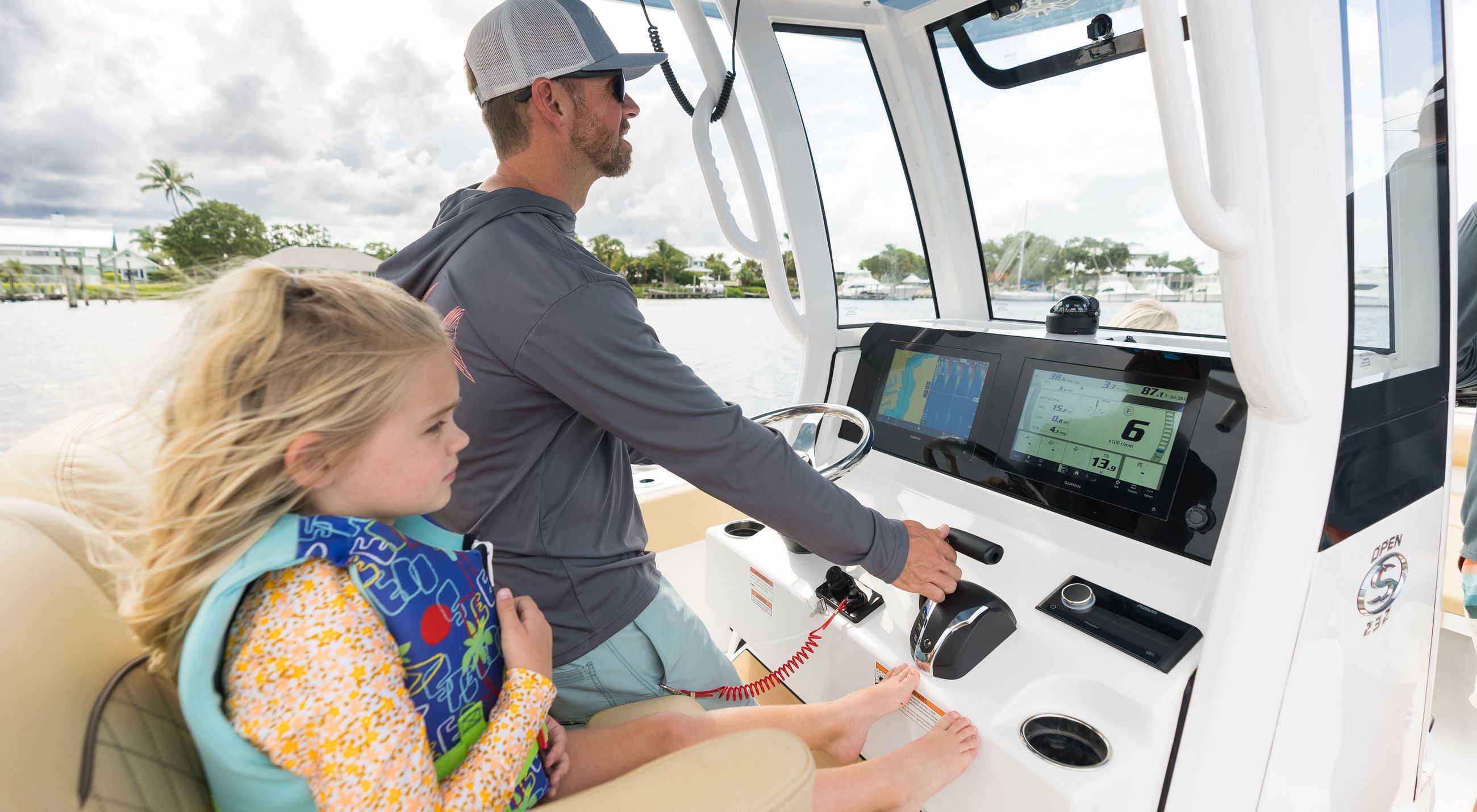 Shows electronics on a boat