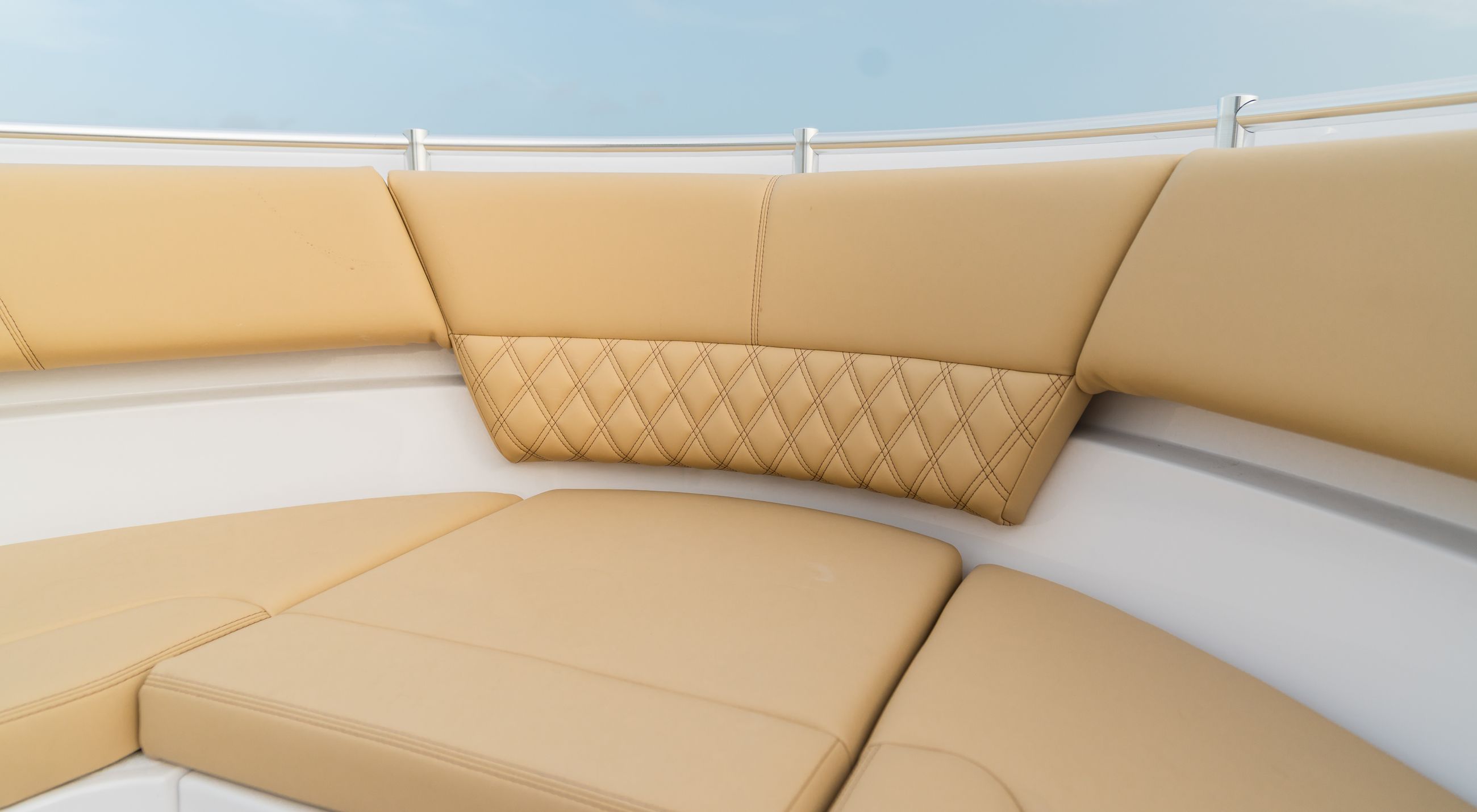 Shows off upholstery on a Sportsman Boat.
