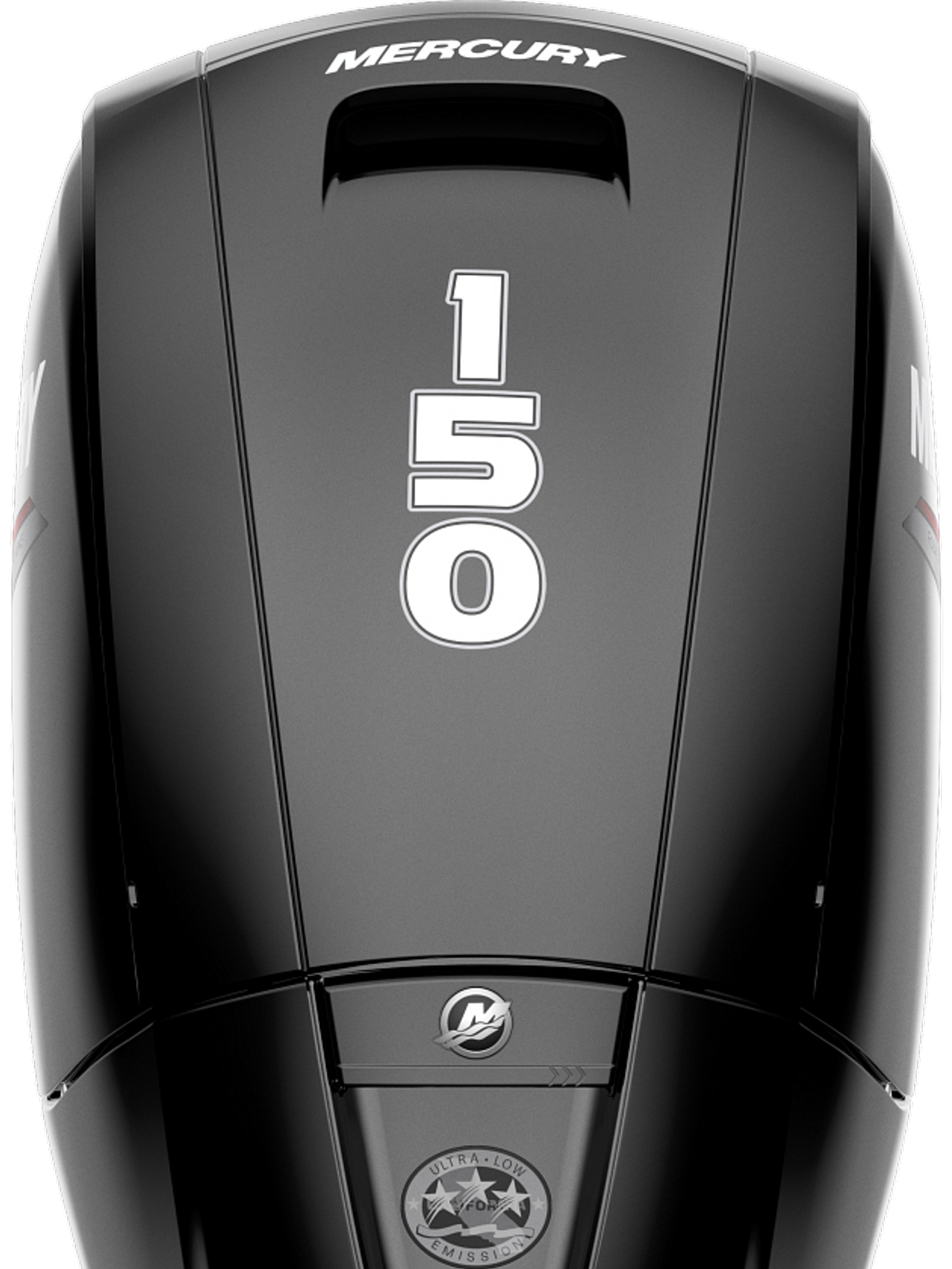 Photo of the Mercury FourStroke 150 in the studio on a white background.