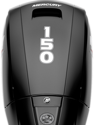 Photo of the Mercury FourStroke 150 in the studio on a white background.