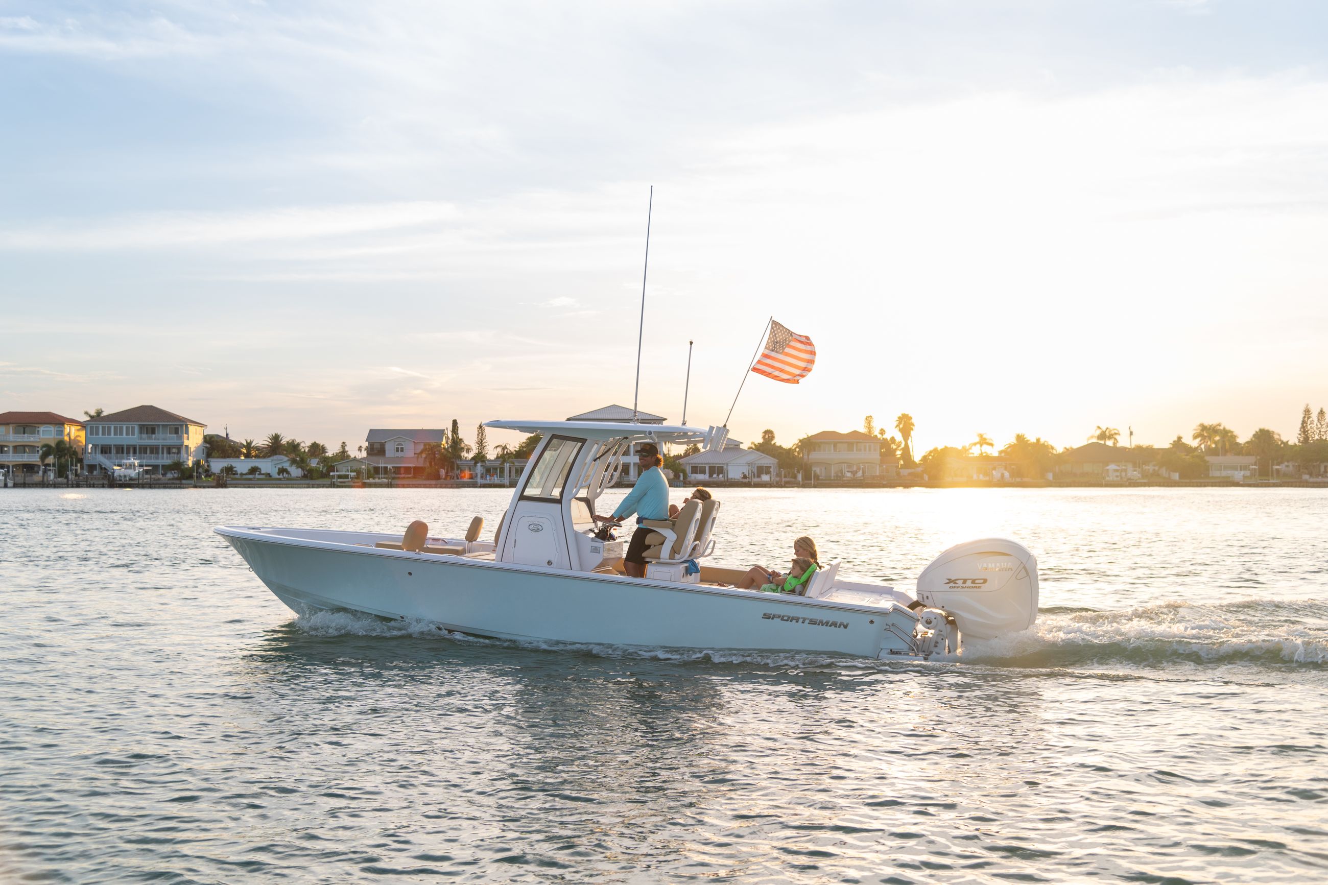 Image of a Sportsman Boat on the water.