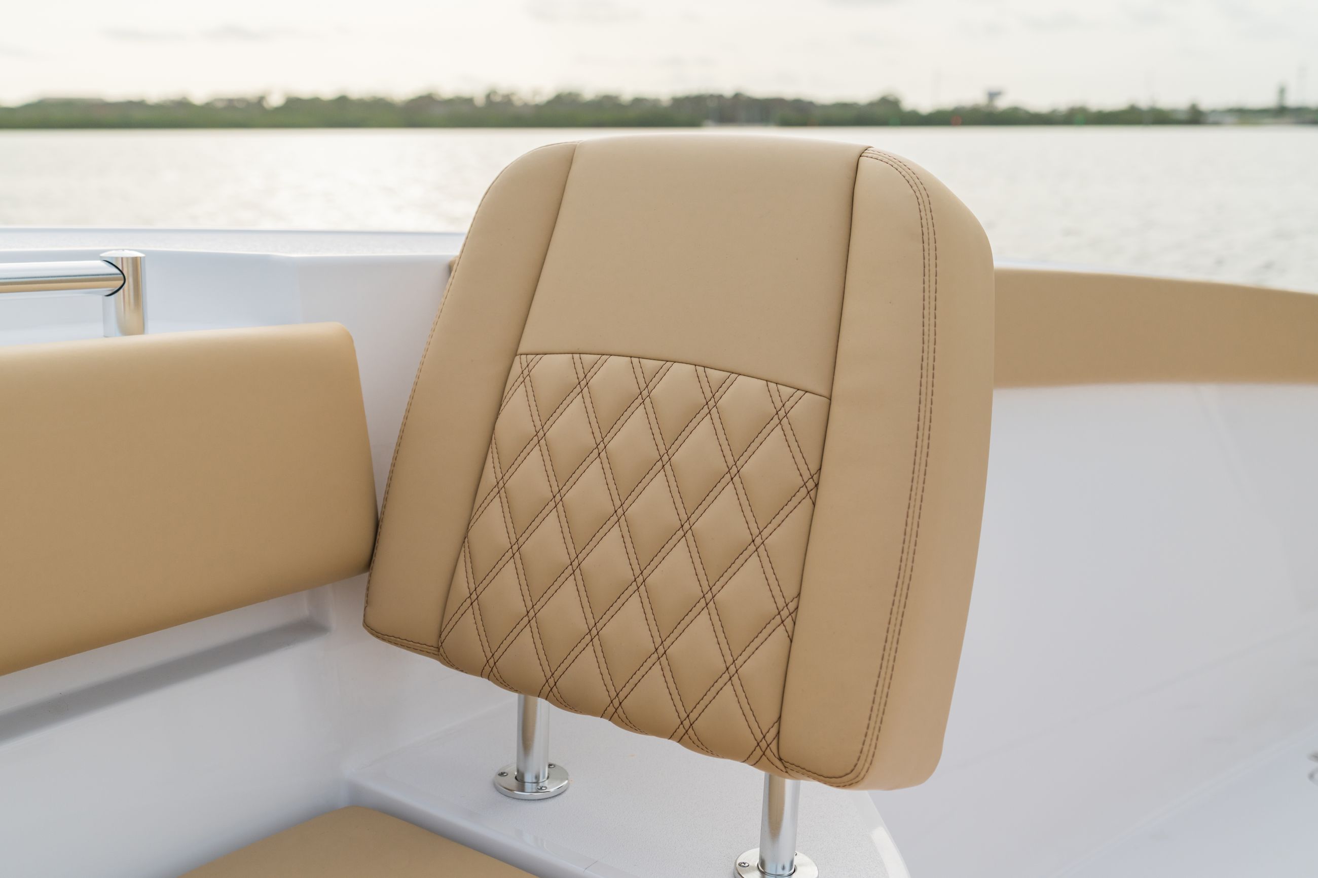 Detail image of the coastal beige upholstery color