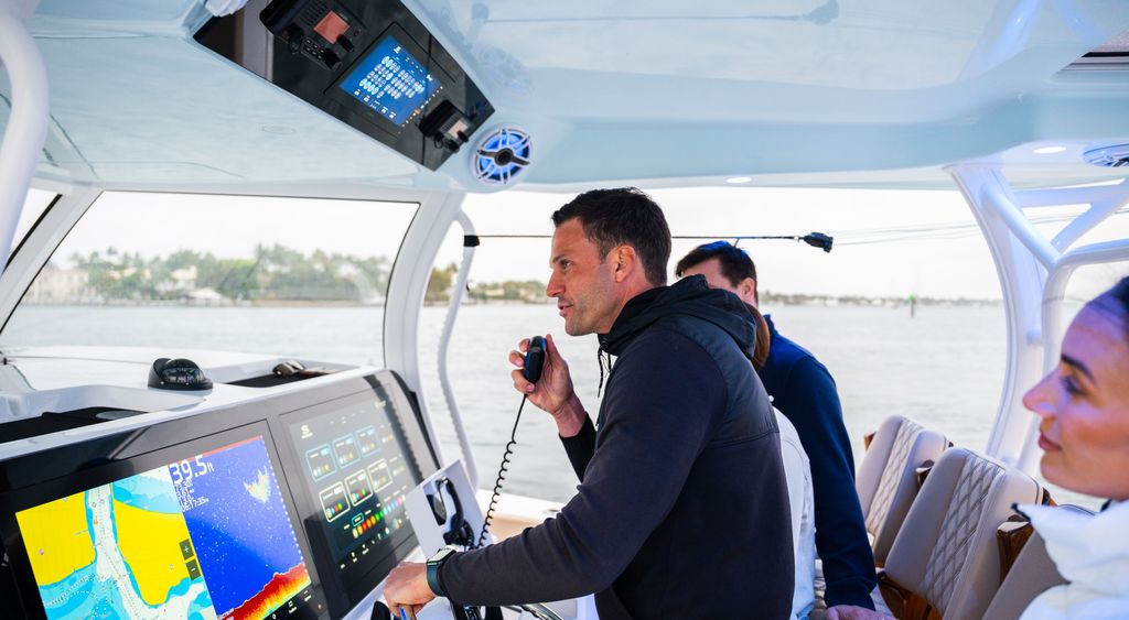 Shows electronics on a boat