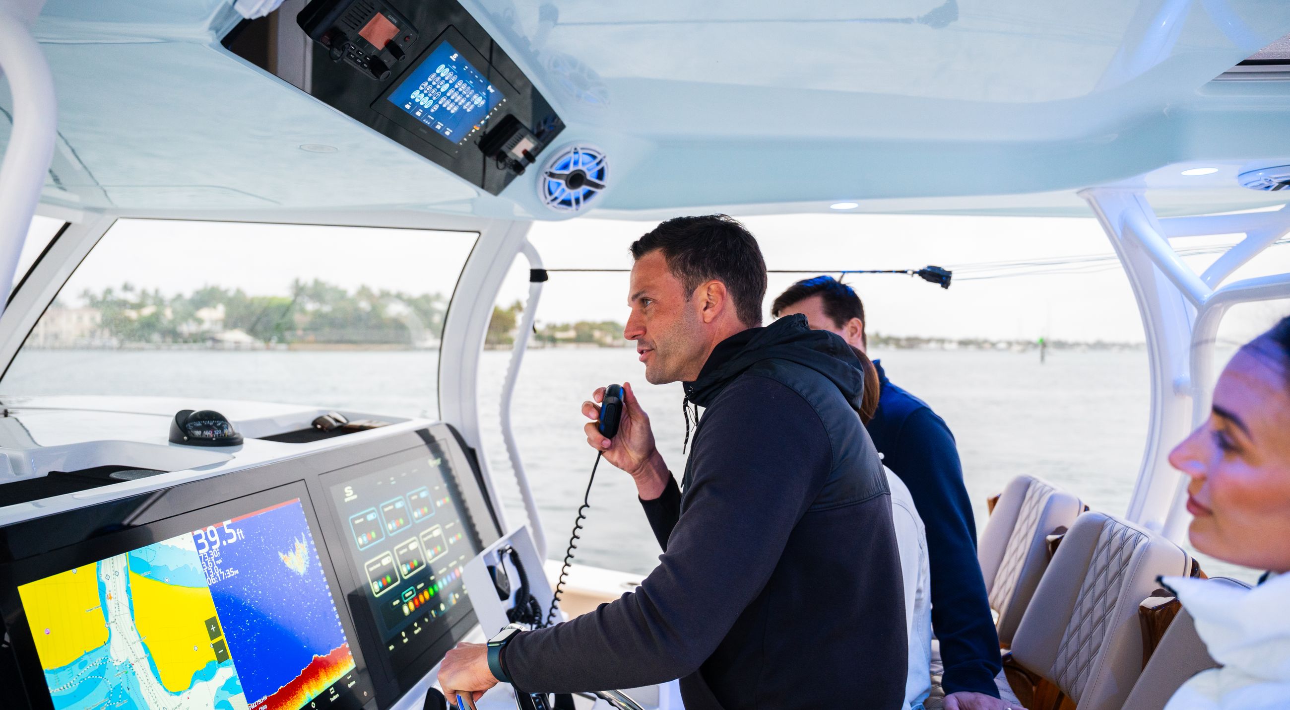 Shows electronics on a boat
