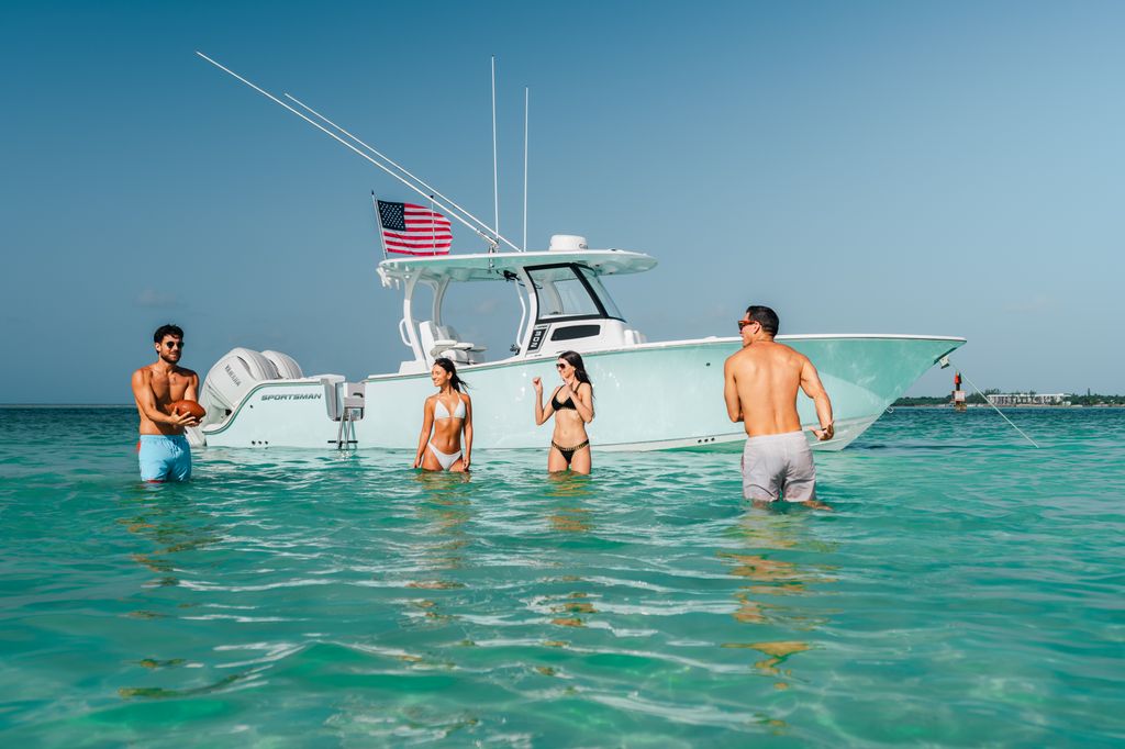 Image of a Sportsman Boat on the water.