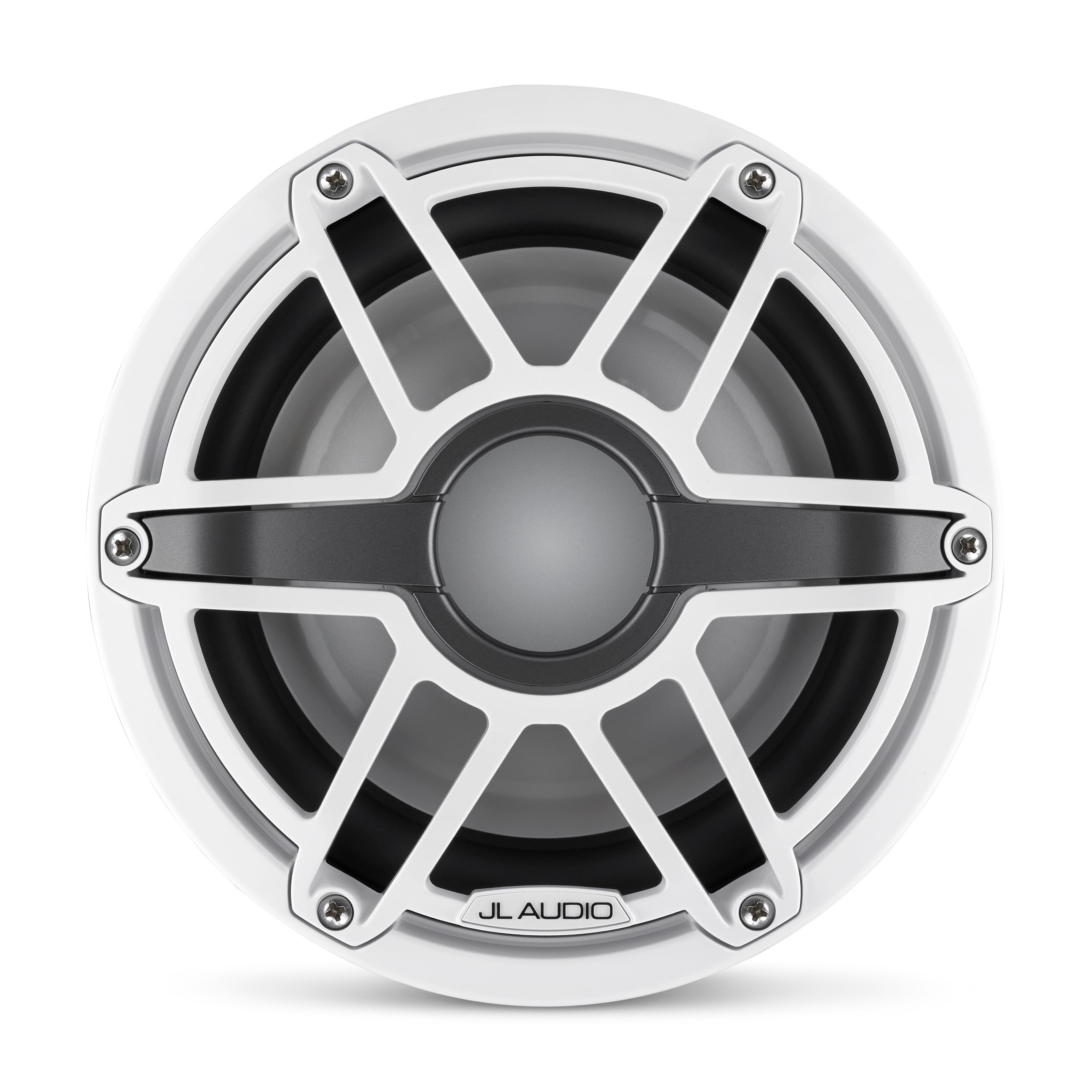 Overview image of a JL Audio M6 speaker in the 8 inch subwoofer version.