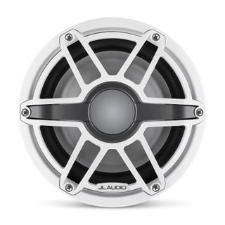 Overview image of a JL Audio M6 speaker in the 8 inch subwoofer version.
