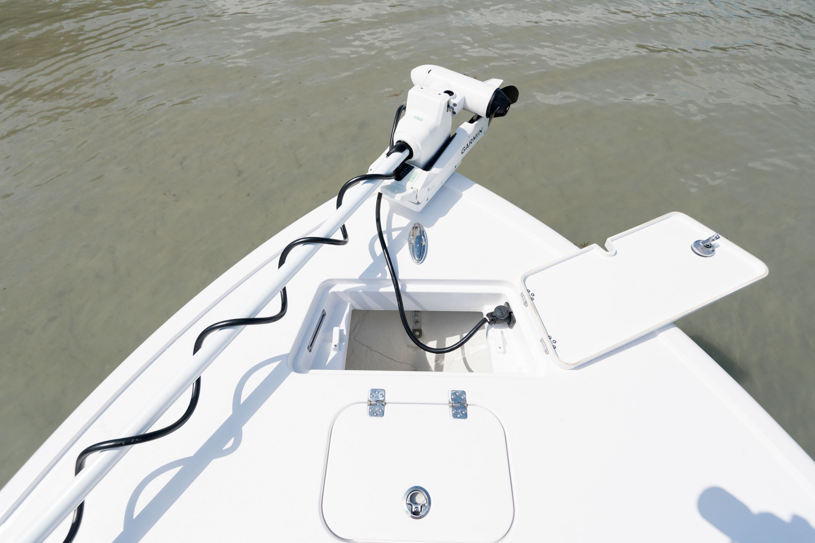 Half Bow Gate with Trolling Motor Harness  Needed to add a bow mounted trolling  motor, our Half Bow Gate with Trolling Motor Harness is a nice add on. Minn  Kota's Deckhand