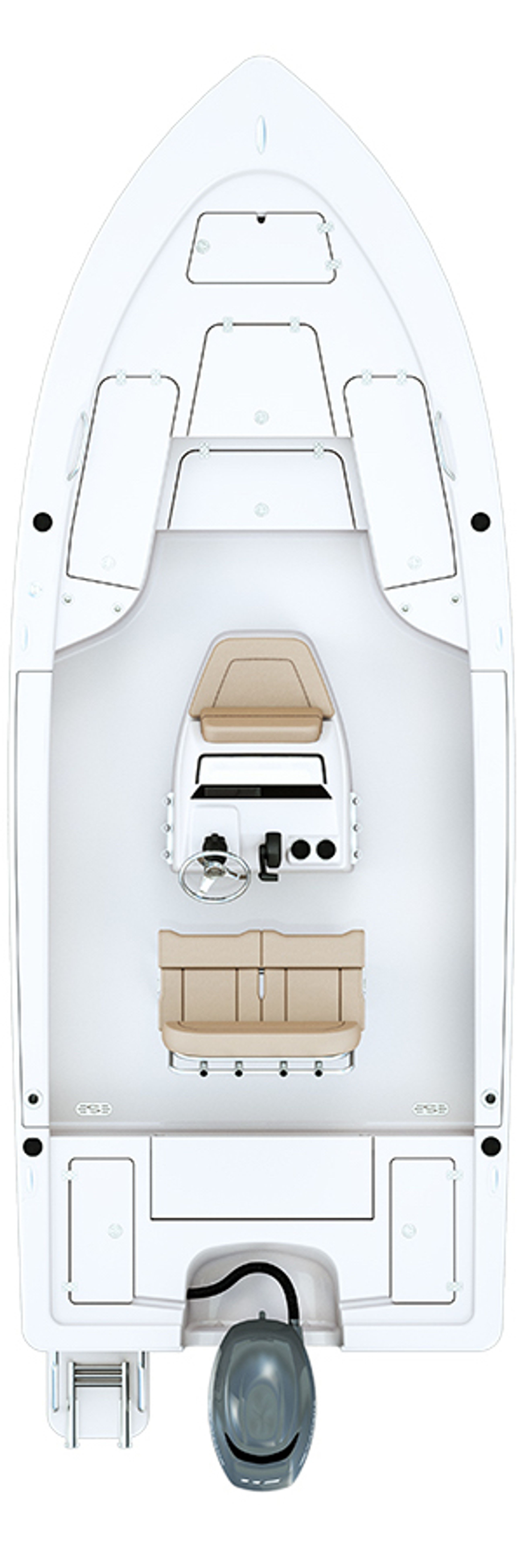 Overhead image of the 207-bay-boat