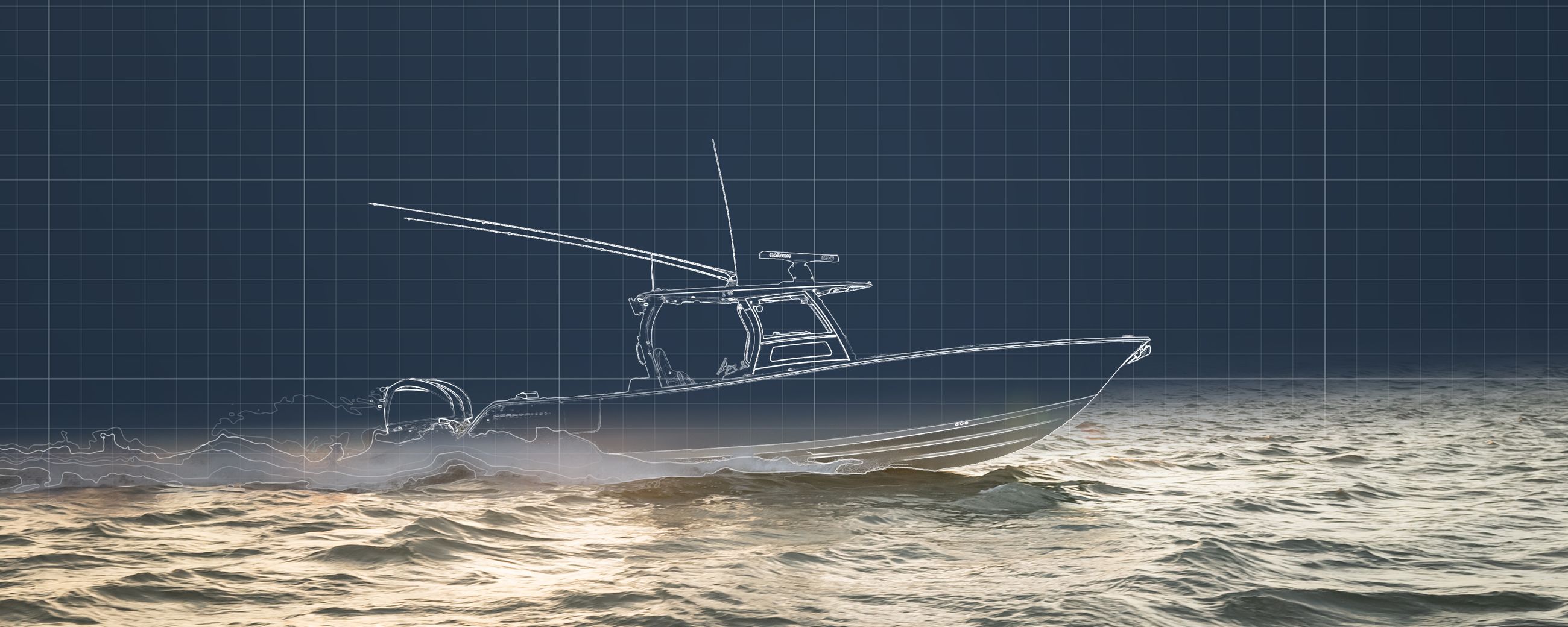 Hero image of boat representing the Sportsman fabrication process.