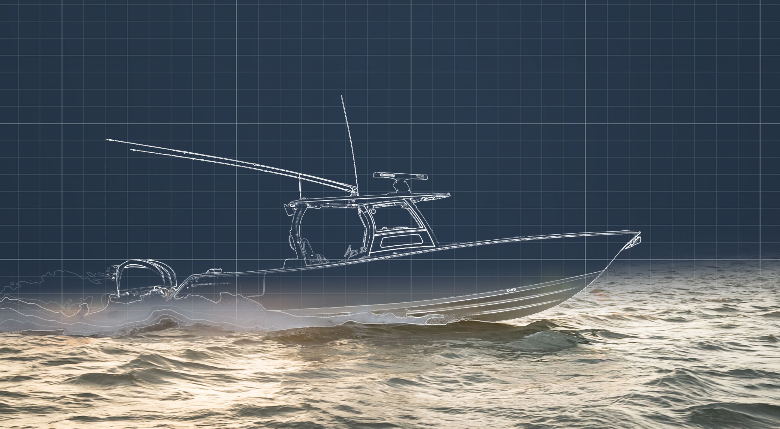 Hero image of boat representing the Sportsman fabrication process.