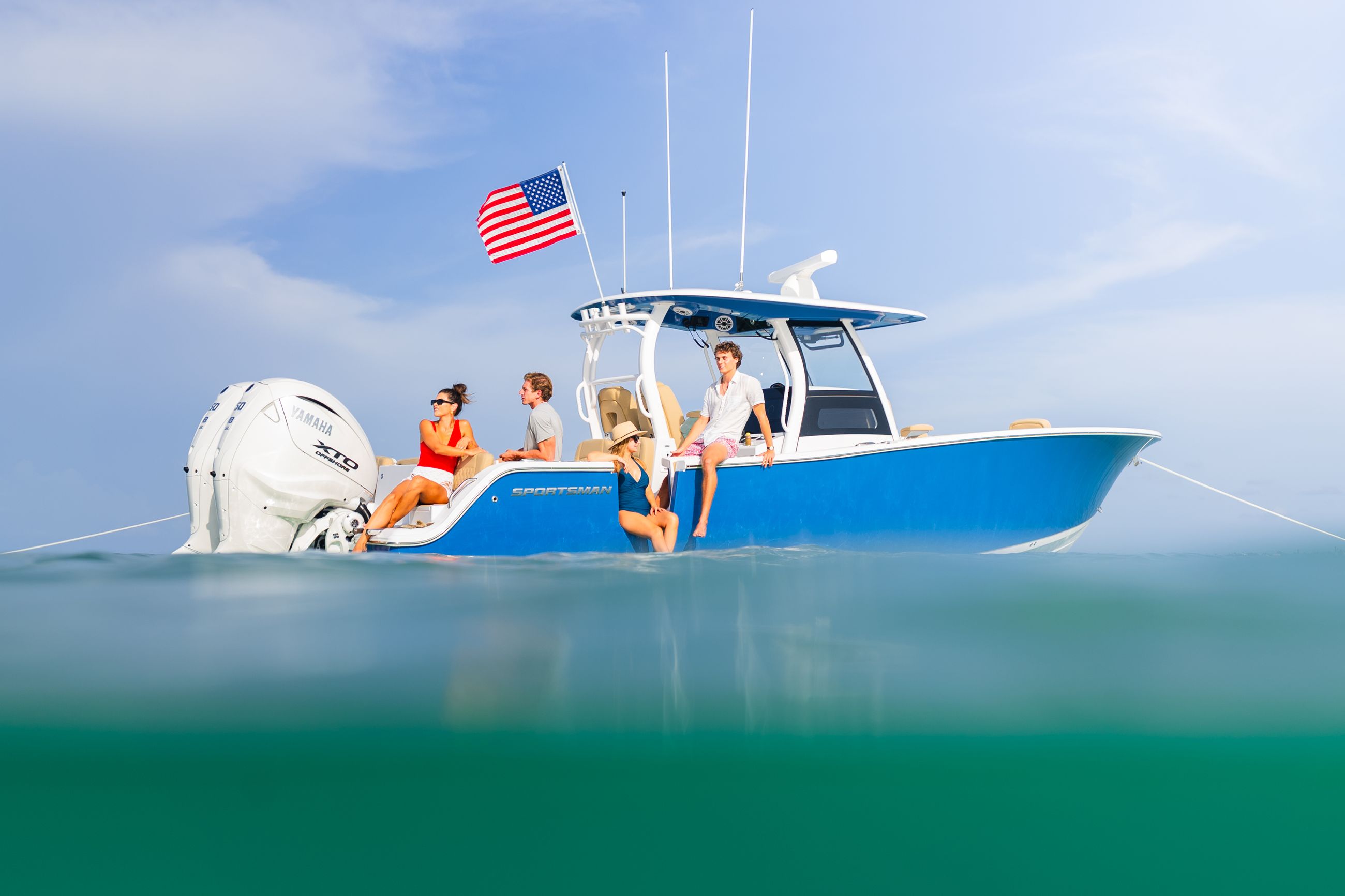 Image of a Sportsman Boat on the water.