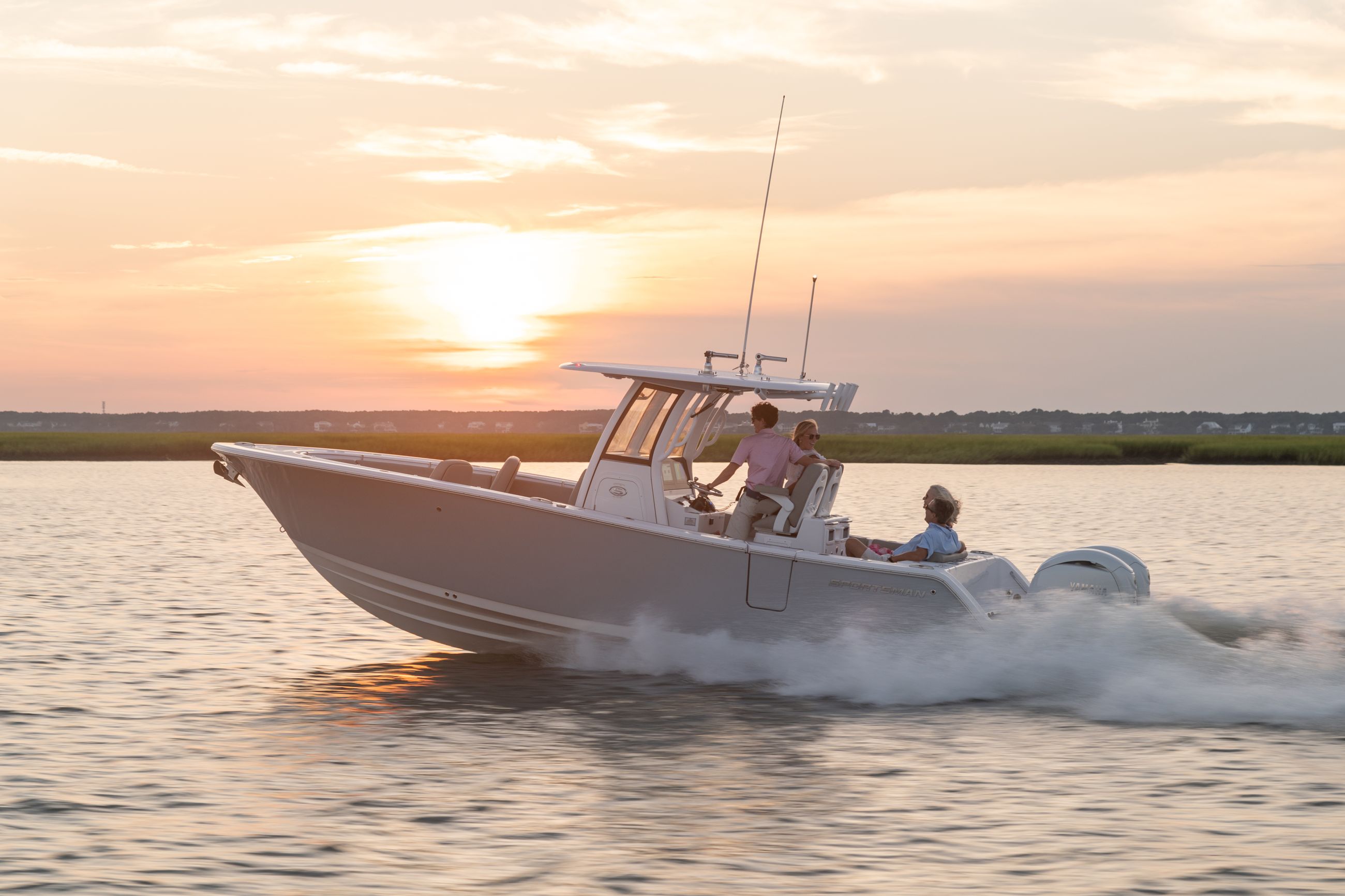 Image of a Sportsman Boat on the water.