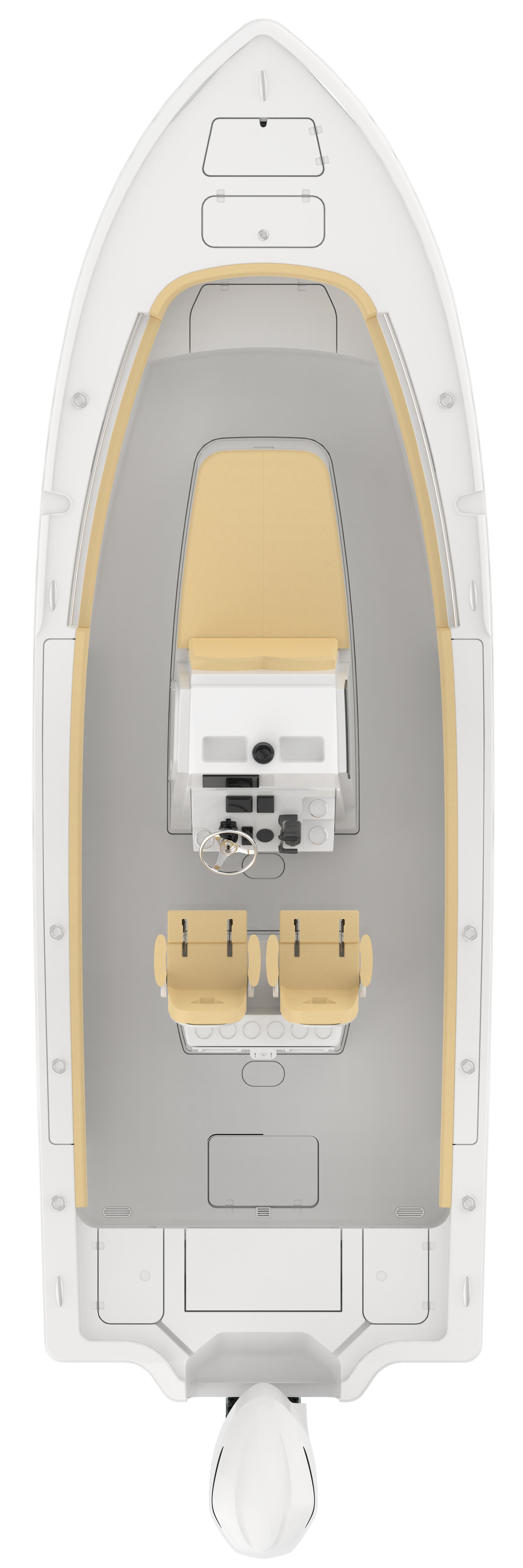 Overhead image of the 267oe-bay-boat