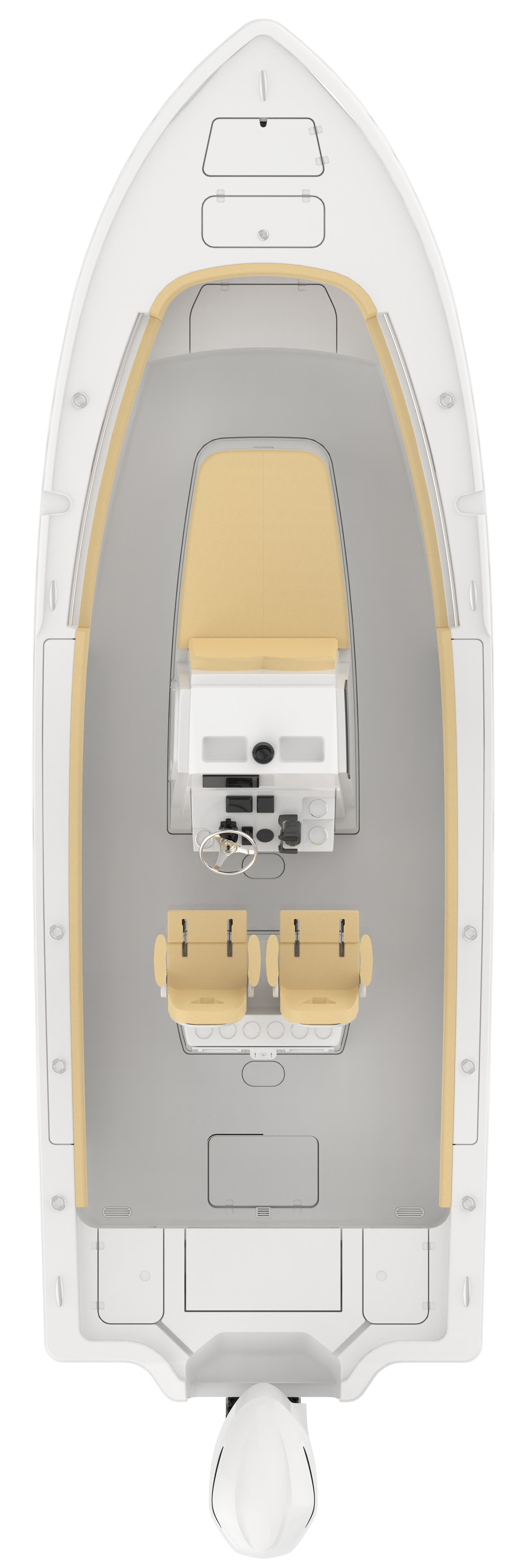 Overhead image of the 267oe-bay-boat