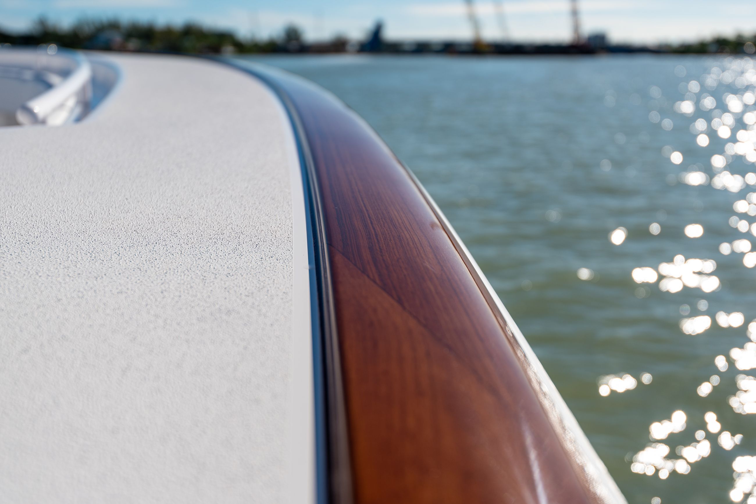 Large detail image of the Faux Teak Toe Rail